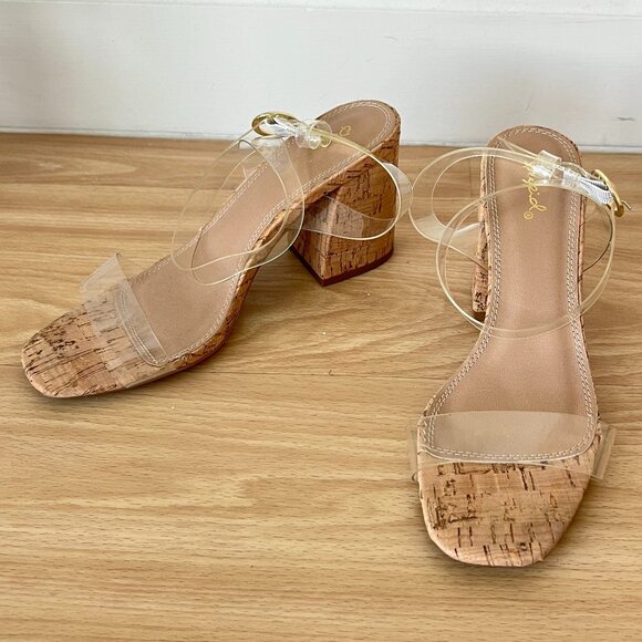 Clear strap cork wedge heels - Picture 1 of 4